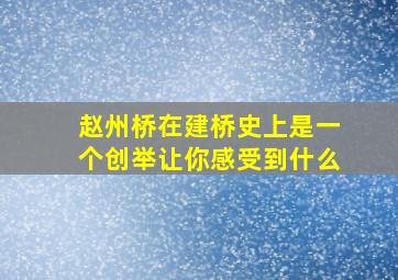 赵州桥在建桥史上是一个创举让你感受到什么