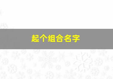 起个组合名字