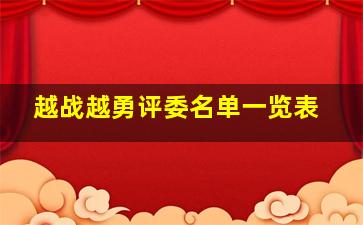 越战越勇评委名单一览表