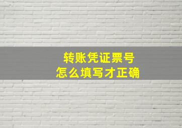 转账凭证票号怎么填写才正确