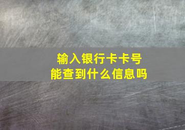 输入银行卡卡号能查到什么信息吗