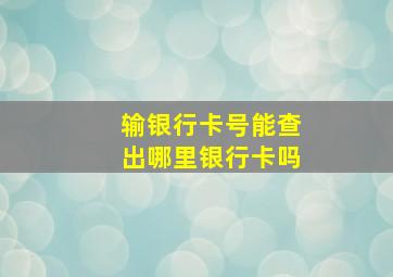 输银行卡号能查出哪里银行卡吗