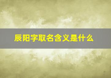 辰阳字取名含义是什么