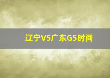 辽宁VS广东G5时间