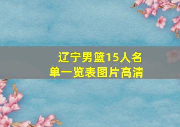 辽宁男篮15人名单一览表图片高清