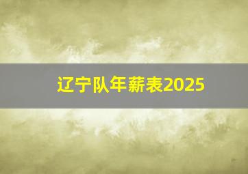 辽宁队年薪表2025