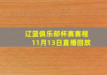 辽篮俱乐部杯赛赛程11月13日直播回放