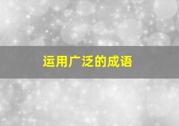 运用广泛的成语