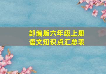 部编版六年级上册语文知识点汇总表