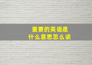 重要的英语是什么意思怎么读