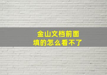 金山文档前面填的怎么看不了