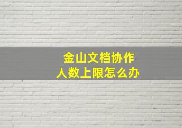 金山文档协作人数上限怎么办