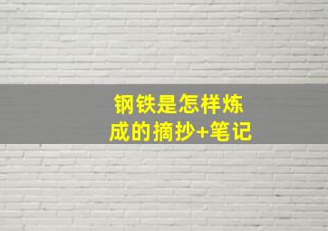 钢铁是怎样炼成的摘抄+笔记