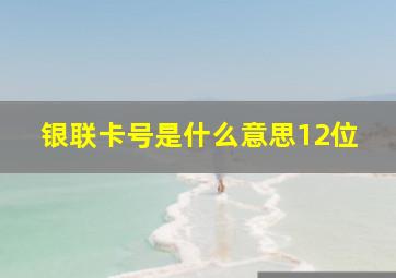 银联卡号是什么意思12位