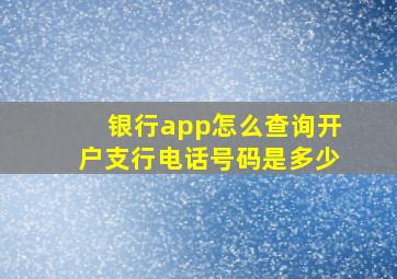 银行app怎么查询开户支行电话号码是多少