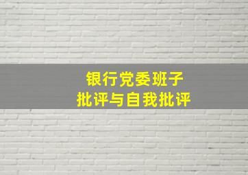 银行党委班子批评与自我批评