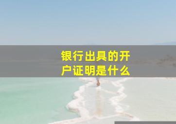 银行出具的开户证明是什么