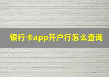 银行卡app开户行怎么查询