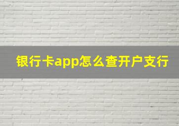 银行卡app怎么查开户支行