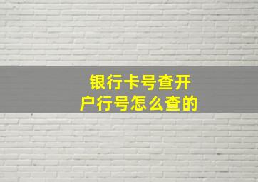 银行卡号查开户行号怎么查的