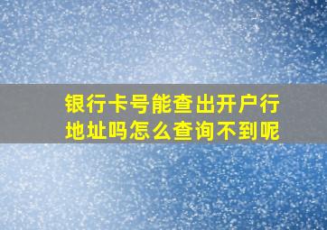 银行卡号能查出开户行地址吗怎么查询不到呢