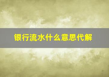 银行流水什么意思代解