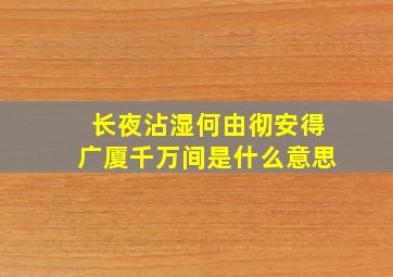 长夜沾湿何由彻安得广厦千万间是什么意思