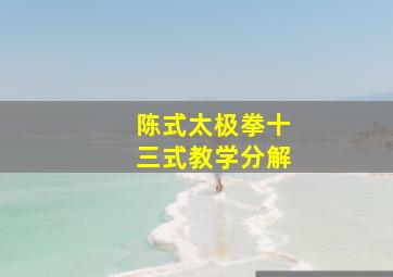 陈式太极拳十三式教学分解