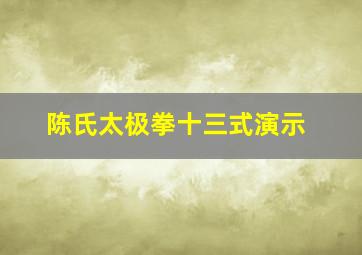 陈氏太极拳十三式演示