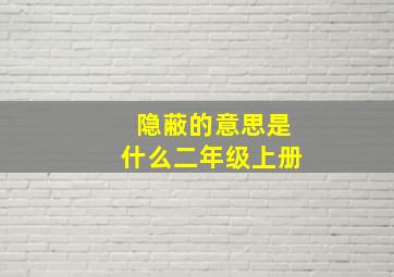 隐蔽的意思是什么二年级上册