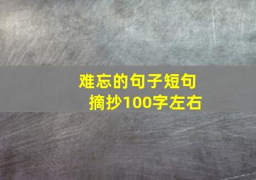 难忘的句子短句摘抄100字左右