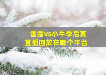 雷霆vs小牛季后赛直播回放在哪个平台