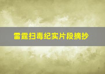 雷霆扫毒纪实片段摘抄