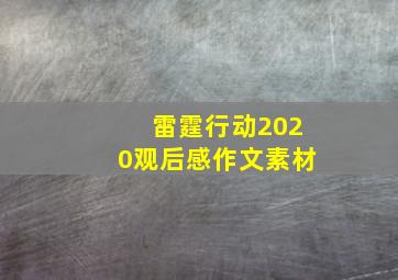 雷霆行动2020观后感作文素材