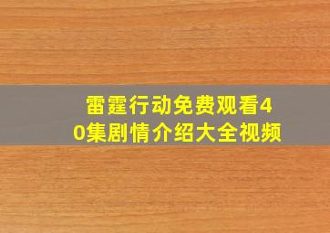 雷霆行动免费观看40集剧情介绍大全视频