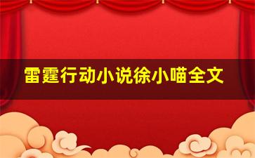 雷霆行动小说徐小喵全文