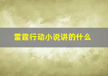 雷霆行动小说讲的什么