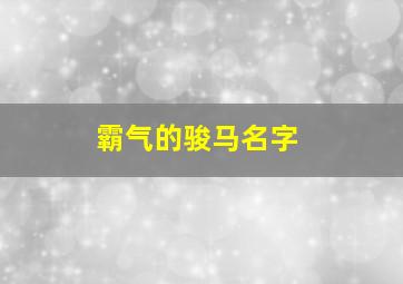 霸气的骏马名字