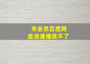 非会员百度网盘倍速播放不了