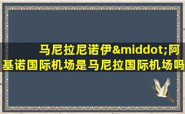 马尼拉尼诺伊·阿基诺国际机场是马尼拉国际机场吗