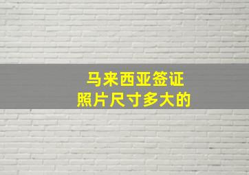 马来西亚签证照片尺寸多大的