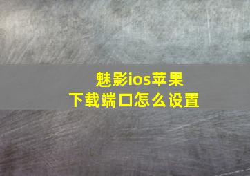 魅影ios苹果下载端口怎么设置