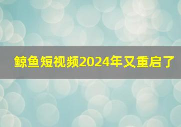 鲸鱼短视频2024年又重启了