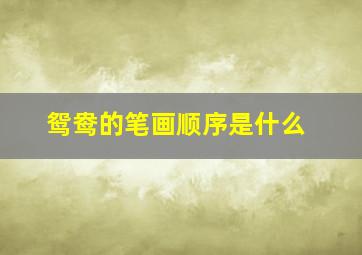 鸳鸯的笔画顺序是什么