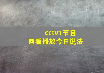 cctv1节目回看播放今日说法