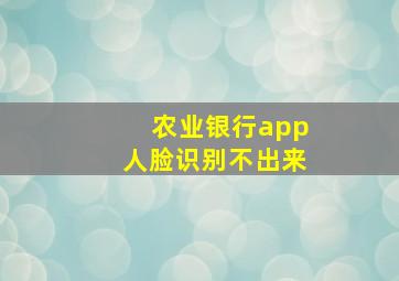 农业银行app人脸识别不出来