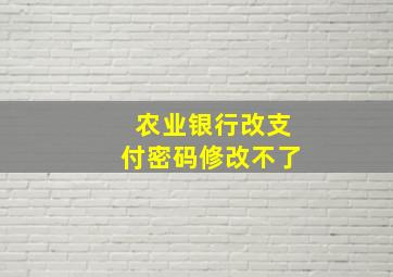 农业银行改支付密码修改不了