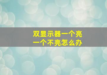 双显示器一个亮一个不亮怎么办