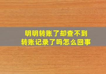 明明转账了却查不到转账记录了吗怎么回事