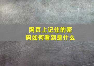 网页上记住的密码如何看到是什么